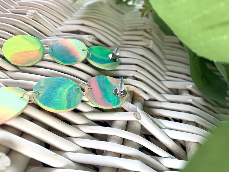 Rainbow Marble Polymer Earrings