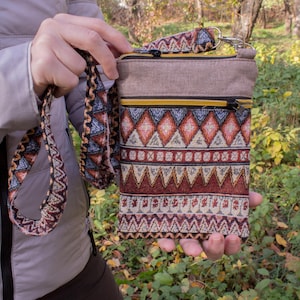 Handmade Boho Crossbody Phone Bag: Tapestry Strap, Hippie Purse