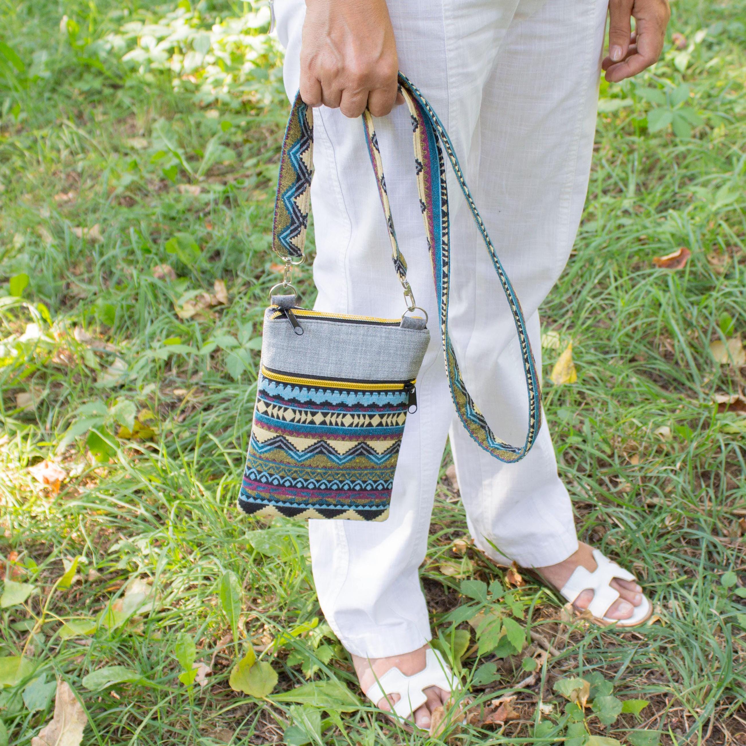 Small Handmade Cross Body Bag for Women Crossover Cloth Cell Phone Purse Crossbody Tapestry Bag With Zippers Etsy