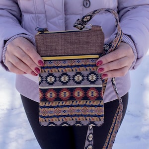 Handmade Tapestry Crossbody Bag: Boho Cell Phone Purse
