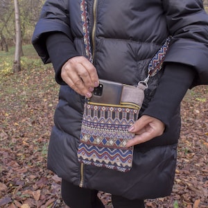 Boho Gobelin Crossbody Tasche, Kelim Tasche, Handytasche Crossbody, Kelim Tasche für Frauen klein