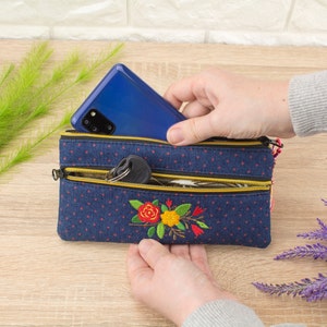 Monedero pequeño con cremallera / Monedero minimalista para niñas con bolsillo para monedas / Mini billetera de tela linda para mujeres