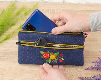 Monedero pequeño con cremallera / Monedero minimalista para niñas con bolsillo para monedas / Mini billetera de tela linda para mujeres
