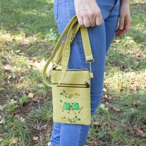 Handmade Chartreuse Green Frog Bag - Crossbody Embroidered Purse