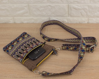 Handmade Boho Tapestry Crossbody Bag: Adjustable Strap Fabric Purse
