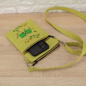 Chartreuse Handmade Frog Bag - Crossbody Purse with Double Zippers
