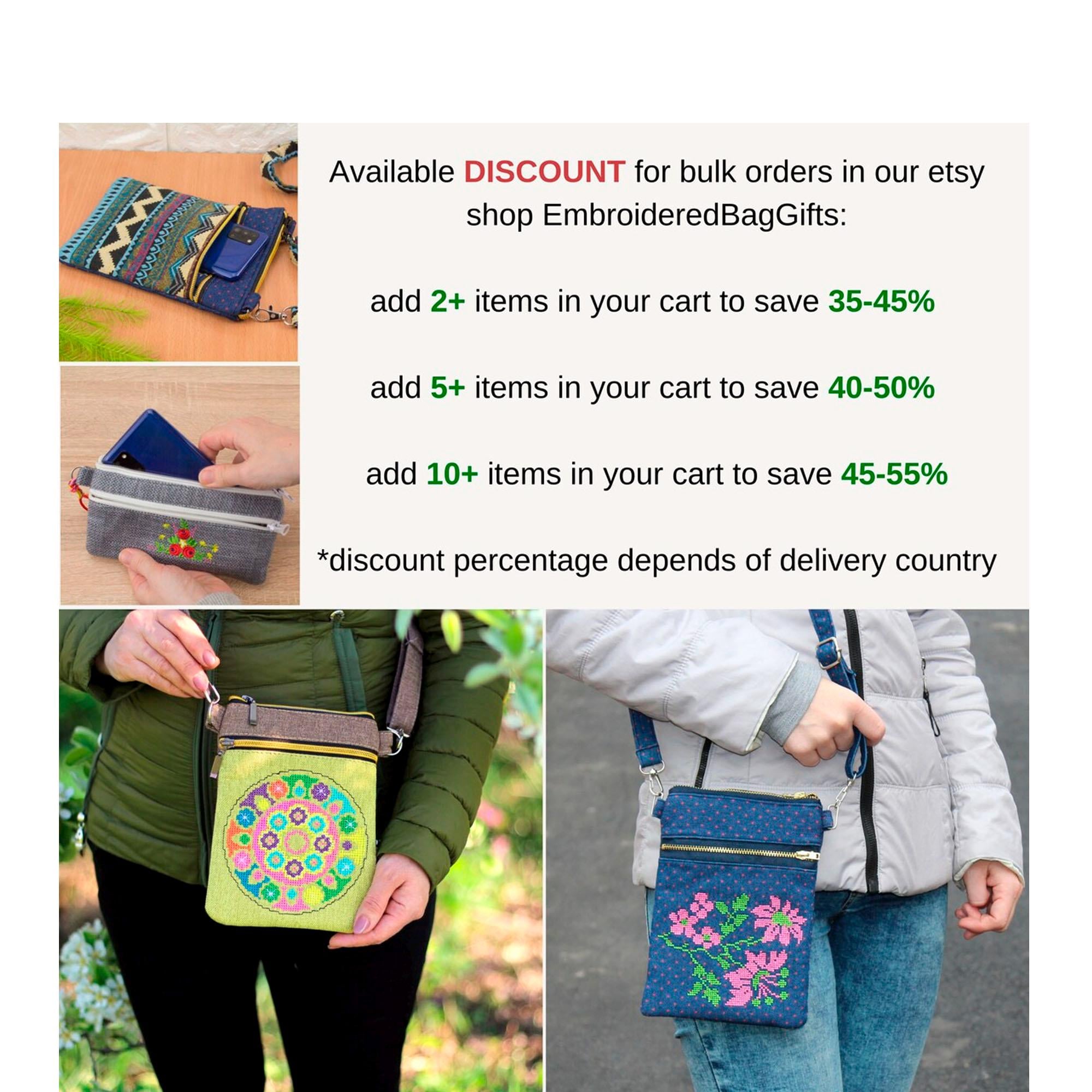 YeBon Mini borsa da donna per cellulare, stile hippie, stile etnico, borsa a tracolla hobo, borsa a tracolla da donna in tela con tracolla regolabile, bianco