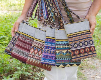 Tapestry Crossbody Cell Phone Bag: Ethnic Festival Purse