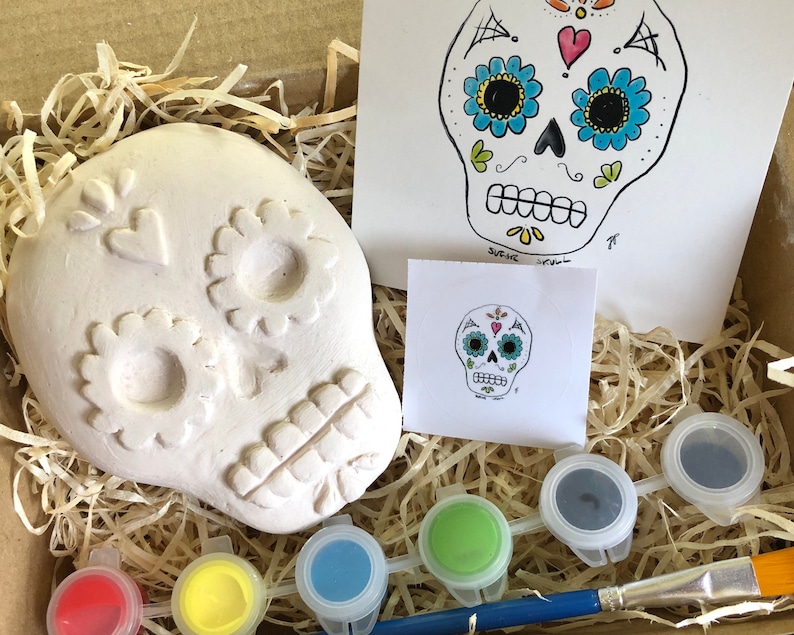 Paint Your Own Sugar Skull Craft Kit Unique Handmade Design Etsy UK