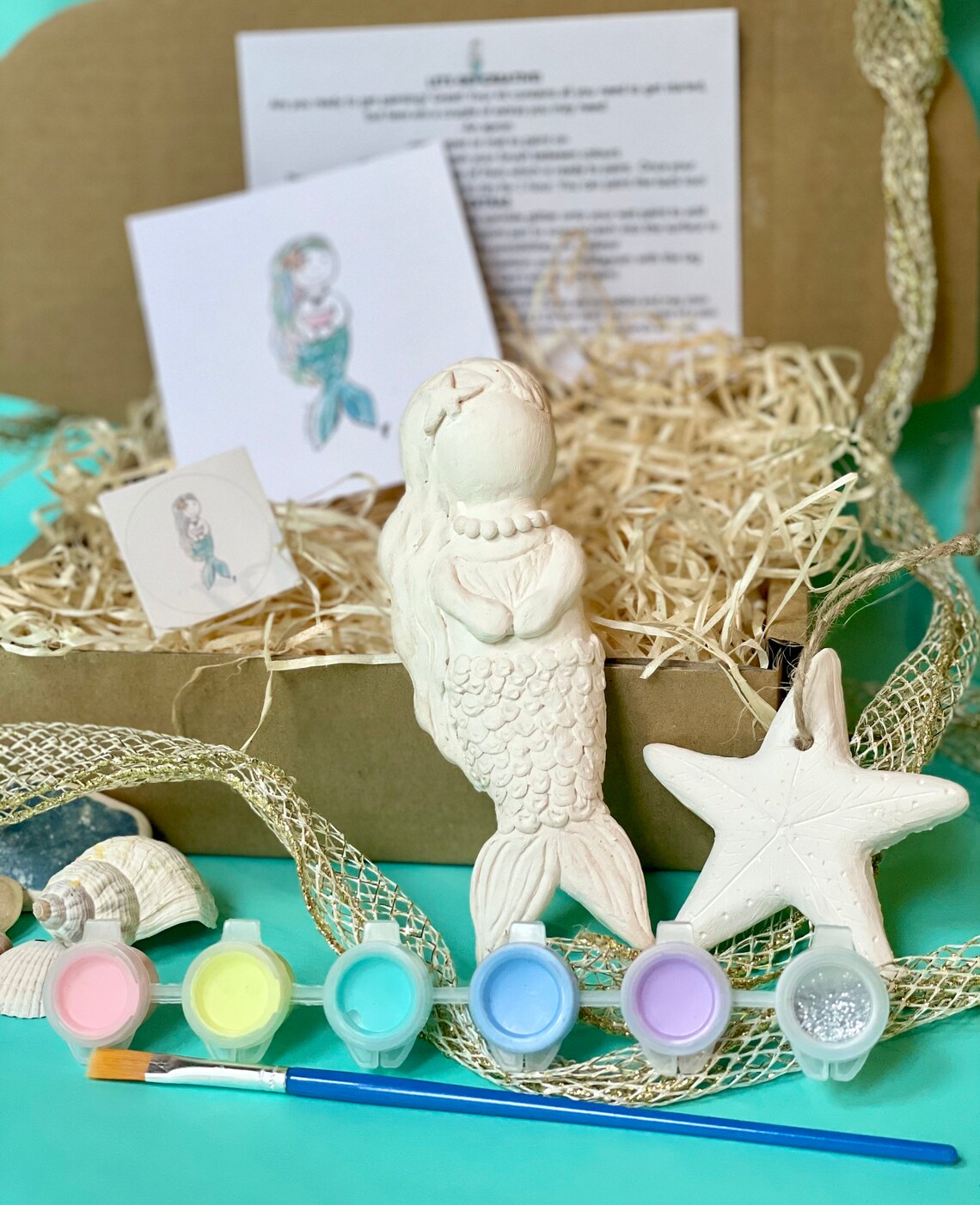 Paint Your Own Mermaid Craft Kit Unique Handmade Design Etsy