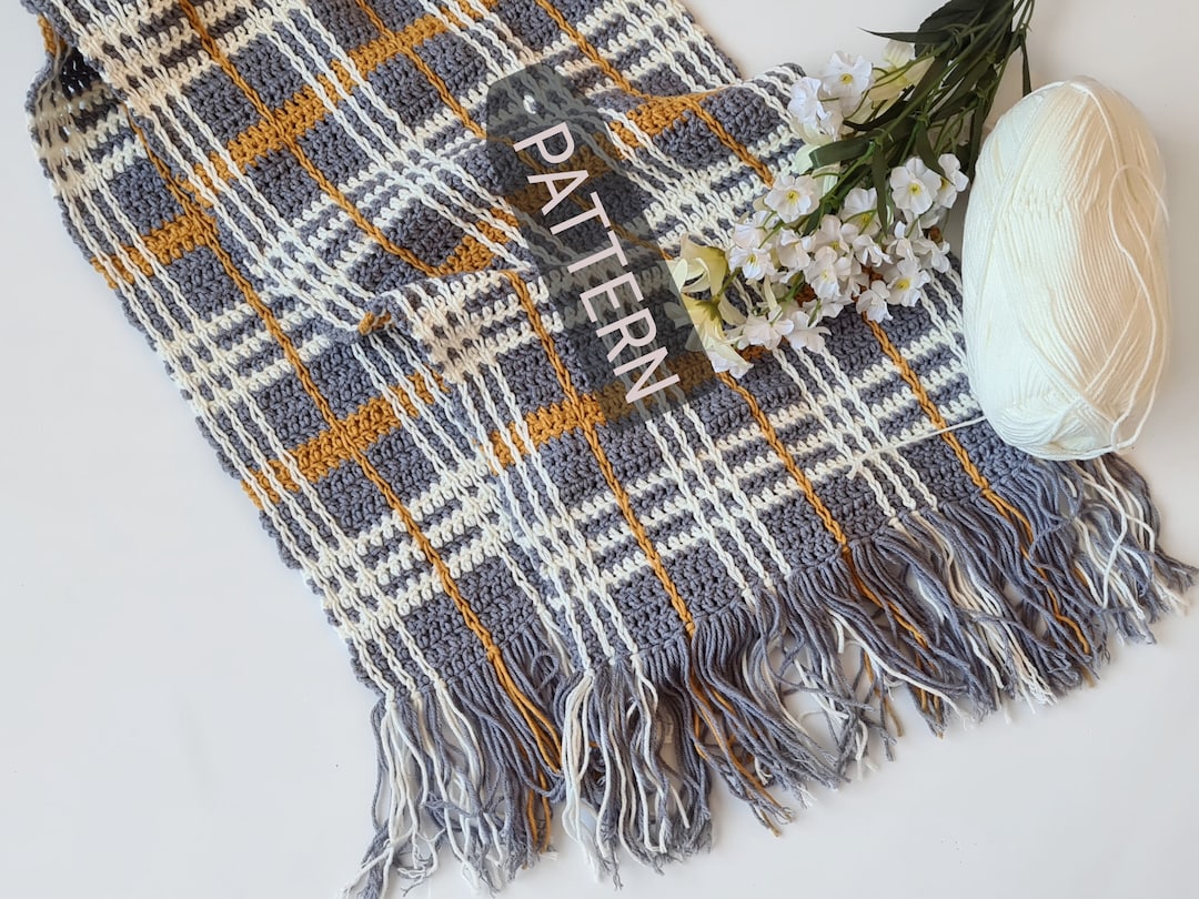 Danica Crochet Plaid Scarf Pattern PDF Download Tutorial - Etsy