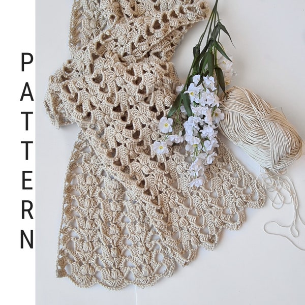 Raniya Crochet lacy scarf pattern PDF download tutorial