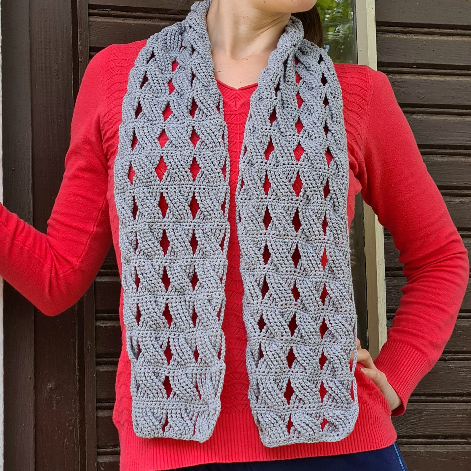 Twisty Grey Lacy Crochet Scarf Pattern PDF Download Tutorial - Etsy