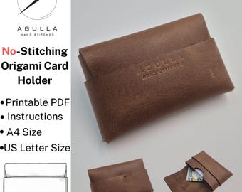 No Stiching Cardholder Pattern PDF, Stitchless Wallet Pattern, Leather Cardholder Pattern, Leather DIY, Wallet Template, Anleitung