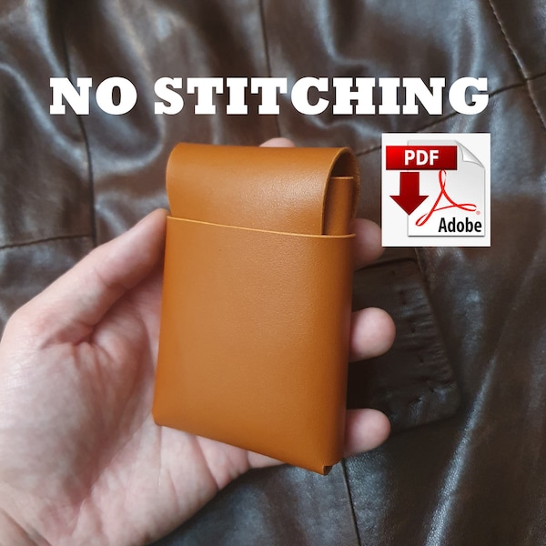 Stitchless wallet pattern, leather wallet template, cardholder pattern, no stitching wallet template, no sew pattern, leather pattern pdf