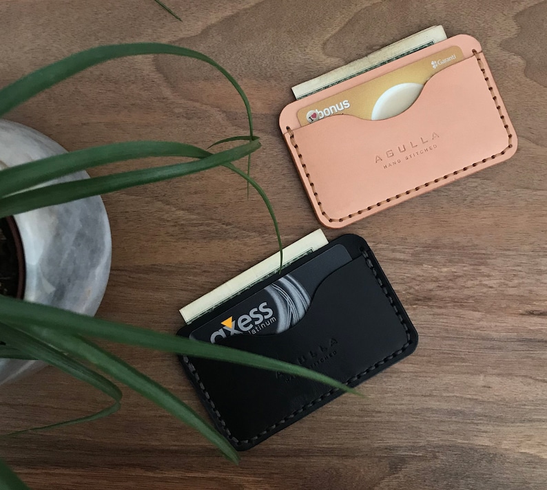 minimalist wallet handmade leather card wallet slim card sleeve gift for him Leather card holder personalized wallet
