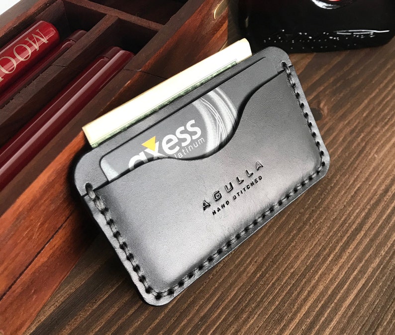 minimalist wallet handmade leather card wallet slim card sleeve gift for him Leather card holder personalized wallet