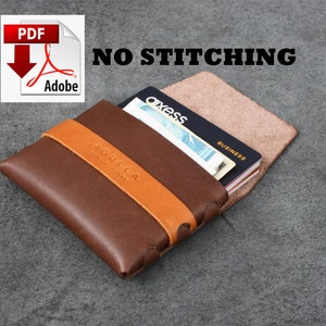 Stitchless Wallet Geldbörse PDF, Leder Kartenhalter Schnittmuster, Leder DIY, Wallet Template, Anleitung, A4 und US Letter Größe 8,5x11"