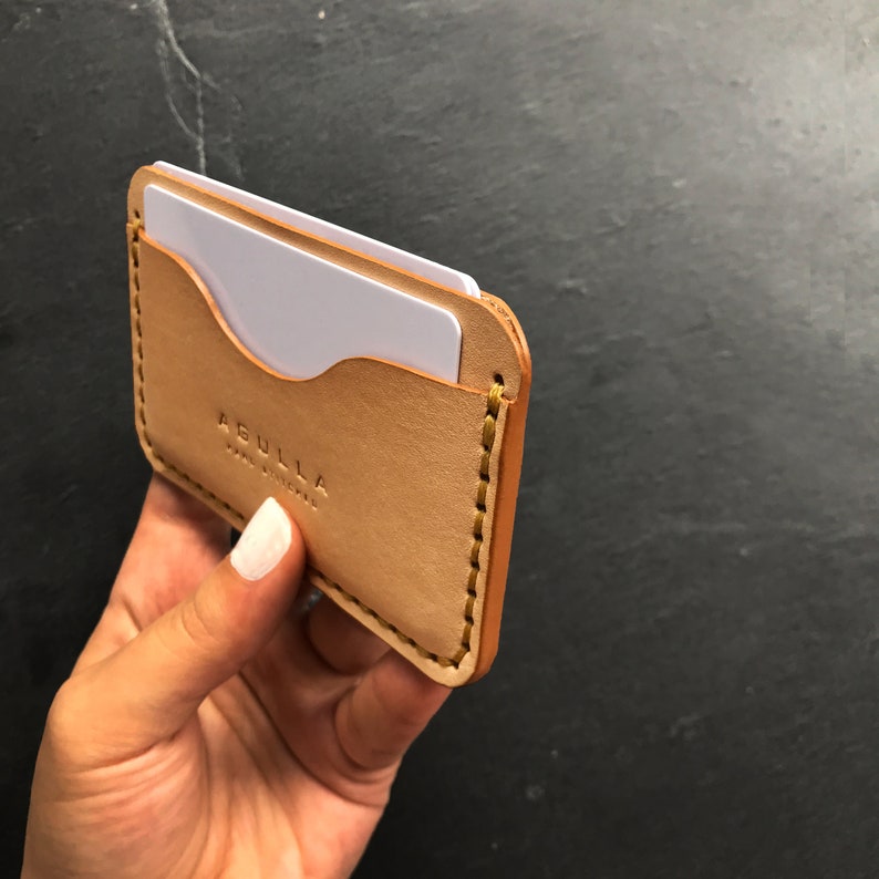 minimalist wallet handmade leather card wallet slim card sleeve gift for him Leather card holder personalized wallet