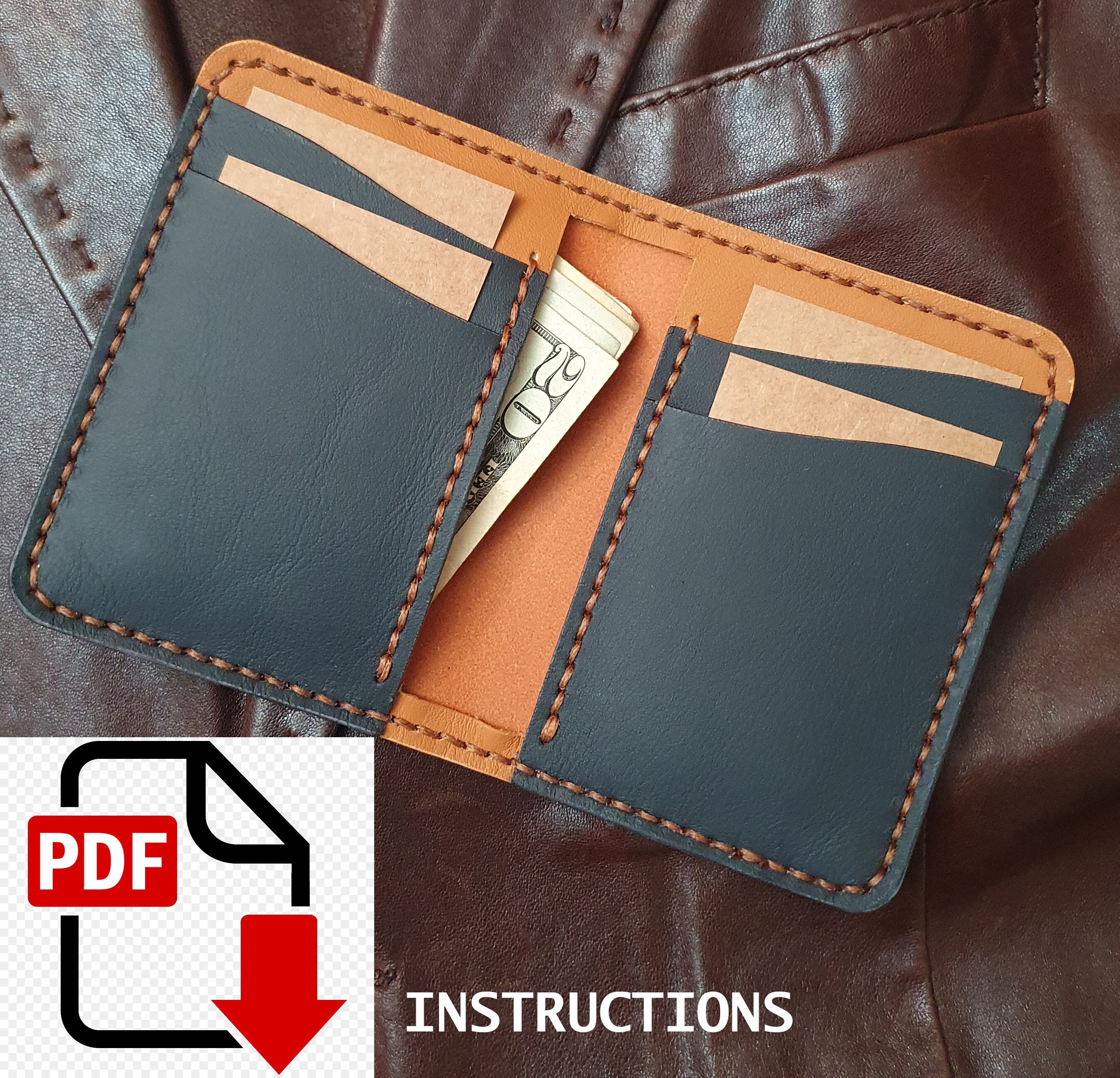 Vintage Leather Billfold Kit DIY Leather Wallet Kits for Men Women