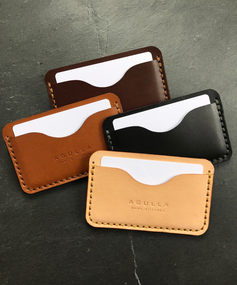 minimalist wallet handmade leather card wallet slim card sleeve gift for him Leather card holder personalized wallet