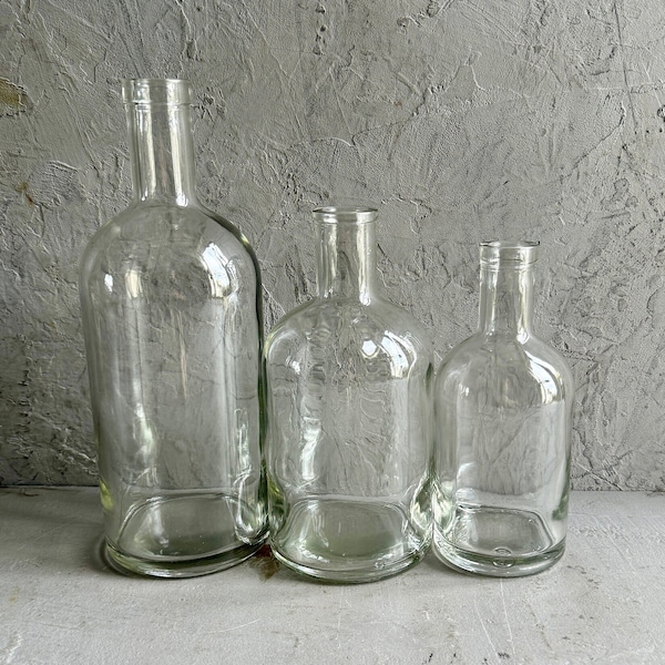 CLEAR GLASS BOTTLES | Gin Bottle | Decorative Bottle | Home Decoration | 350ml 700ml 1000ml Capacity | 100% Recycled Glass | Terrarium Glass