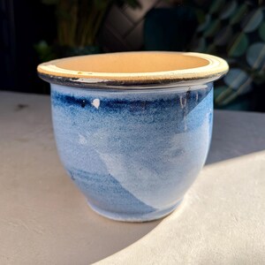 GALAXY BLUE CLAY Bell Pot | Gloss Glazed Pot | Bell Shape Design | Drainage Hole | Handmade | Stunning Planter | Earthenware