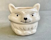 Small Magnetized Ceramic Fox Pot Gloss Glazed Pot Modern Design Handmade Stunning Planter Earthenware Air Plant Container