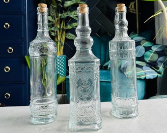 ECOGLASS DECORATIVE BOTTLES | Luxury Liquid Container | Lights Bottle | Home Decoration | Clear Glass | 100% Recycled Glass | Flower Bottle