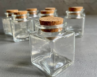 MINI MASON JARS | Airtight Storage Cubes | 50ML Square Jars | Decorative Jar | Mossarium | 100% Recycled Glass | Terrarium Glass Vessel