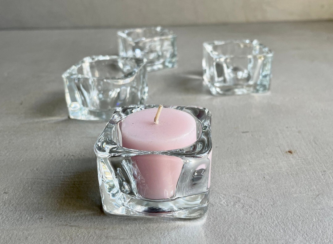 Mini Square Glass Candle Holders Glass Pots Stylish Design Tea Light