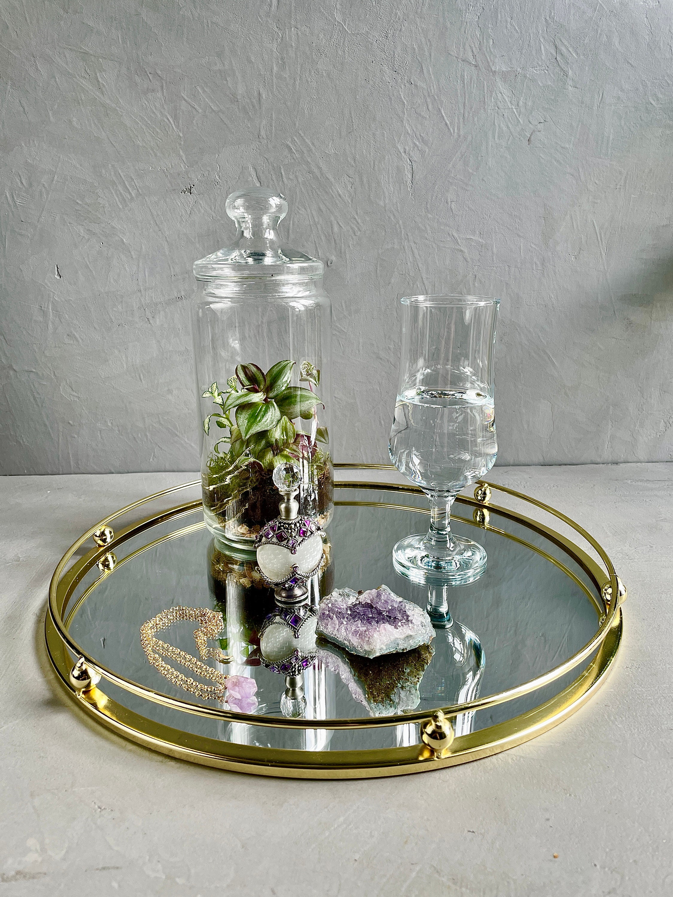 ROUND MIRRORED TRAY Decorative Gold Tray Home Decoration Etsy UK