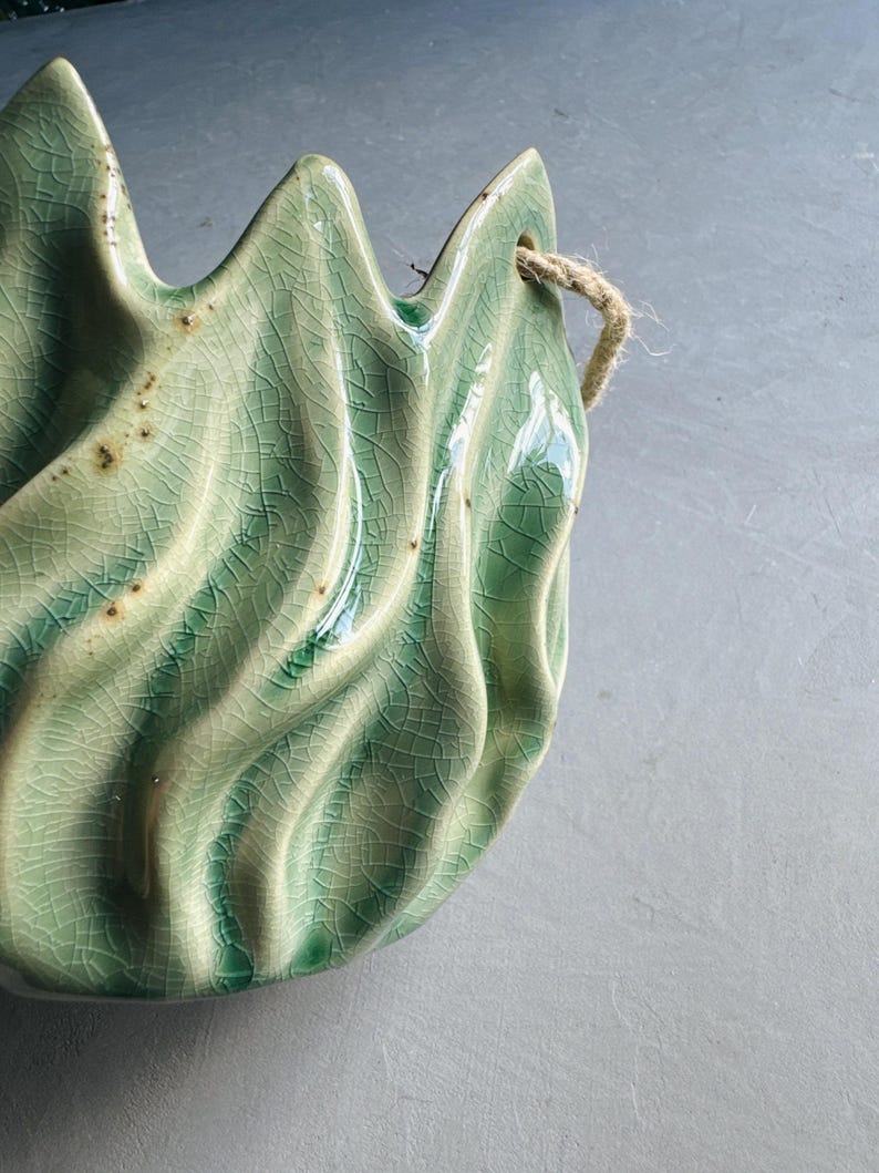 HANGING GLAZED POT | Glazed Clay Pot With Natural Hanging Thread | Stylish Design | Stunning Planter | Earthenware | Botanical Leafy Style bild 9