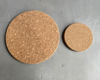 Natural Cork Tray | Surface Protector  | Round Design | Handmade | Cork Saucer | Two Sizes