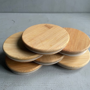 BAMBOO CONTAINER LIDS | Replacement Lids For Jars And Containers | Real Wood with Rubber Seal
