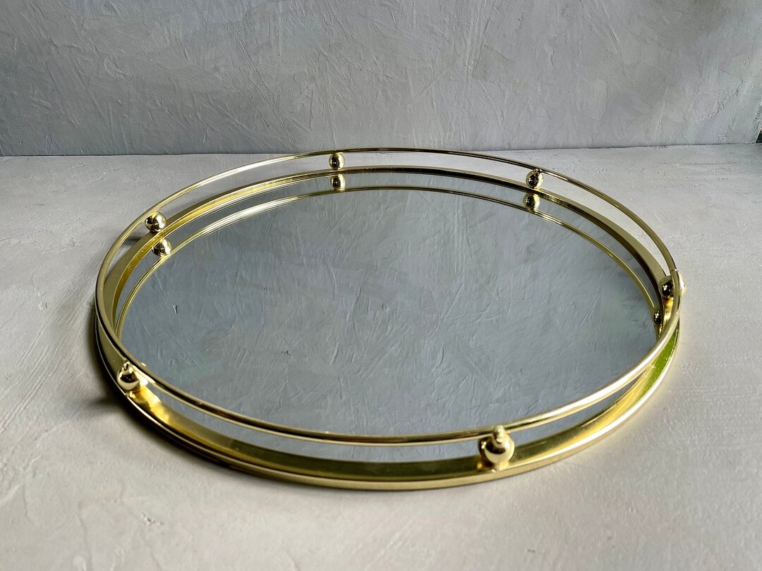 ROUND MIRRORED TRAY Decorative Gold Tray Home Decoration Etsy UK