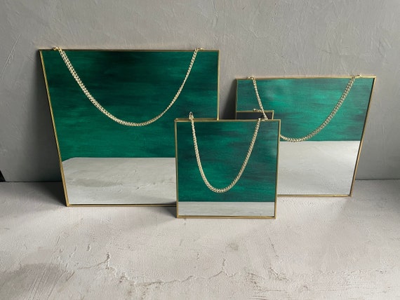 SQUARE WALL MIRROR | Trendy Home Decor | Wall Hanging Mirror | Geometric Mirror | Gold | Small/Medium Size | Wall Decor