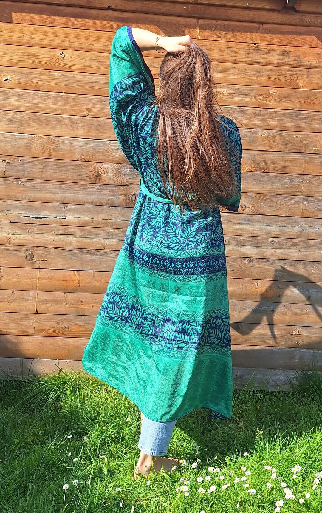 Throwing Robe Long Silk Kimono, Silk Gown, Throw Ower, Pure Silk Robe - Etsy