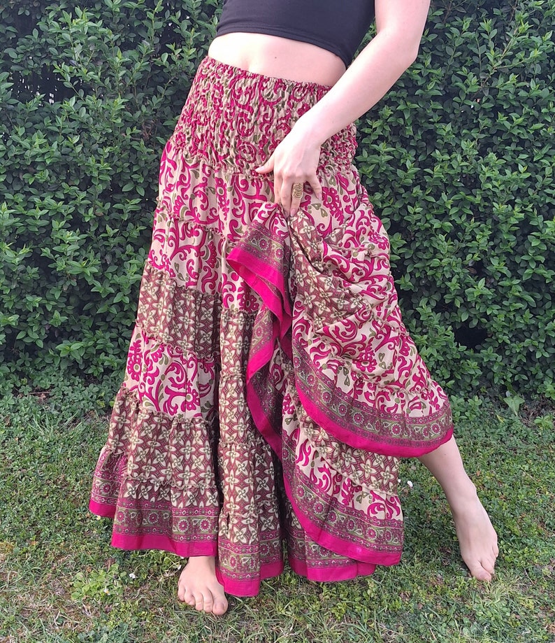 Jupe en soie Vera, jupe bohème, ethnique, jupe tribale, jupe colorée, jupe taille libre, jupe en soie image 3