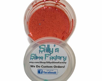 Strawberry Red Slime With Fine Red Glitter And Pink Foam Beads