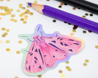 Holografische Roze Moth Sticker