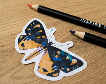 Holografische Zwart Gele Vlinder Sticker
