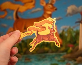 Gold Brushed Fantasy deer Sticker