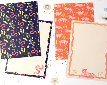 4 bladen van Jungle Tijger Slang Briefpapier Snail Mail