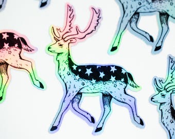 Holografische ster hert sticker