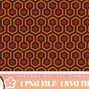 Le motif de tapis brillant SVG PNG en téléchargement numérique | Overlook Hotel Hexagon Background | Fichier de coupe Hicks hexagones pour Cricut