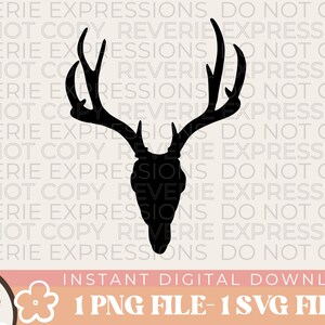 Deer Skull SVG and PNG Digital Download | Deer Skull Silhouette Clipart | Hunting Image