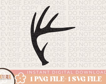 Deer Antler SVG and PNG Digital Download | Deer Antler Silhouette Clipart for Hunting | Instant Download Cut Files for Cricut and Silhouette