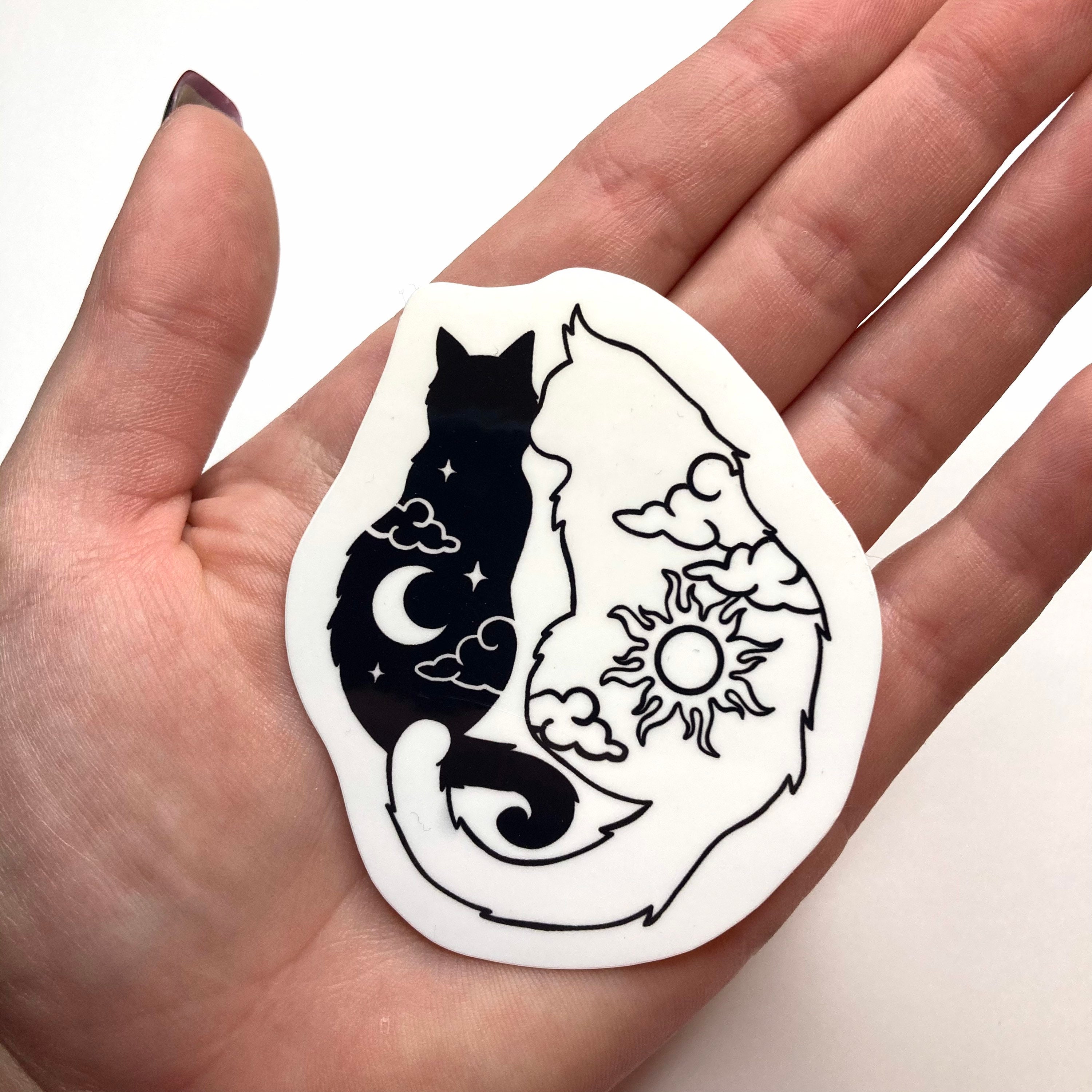 Sun and Moon Cats Cat Sticker Yin and Yang Etsy
