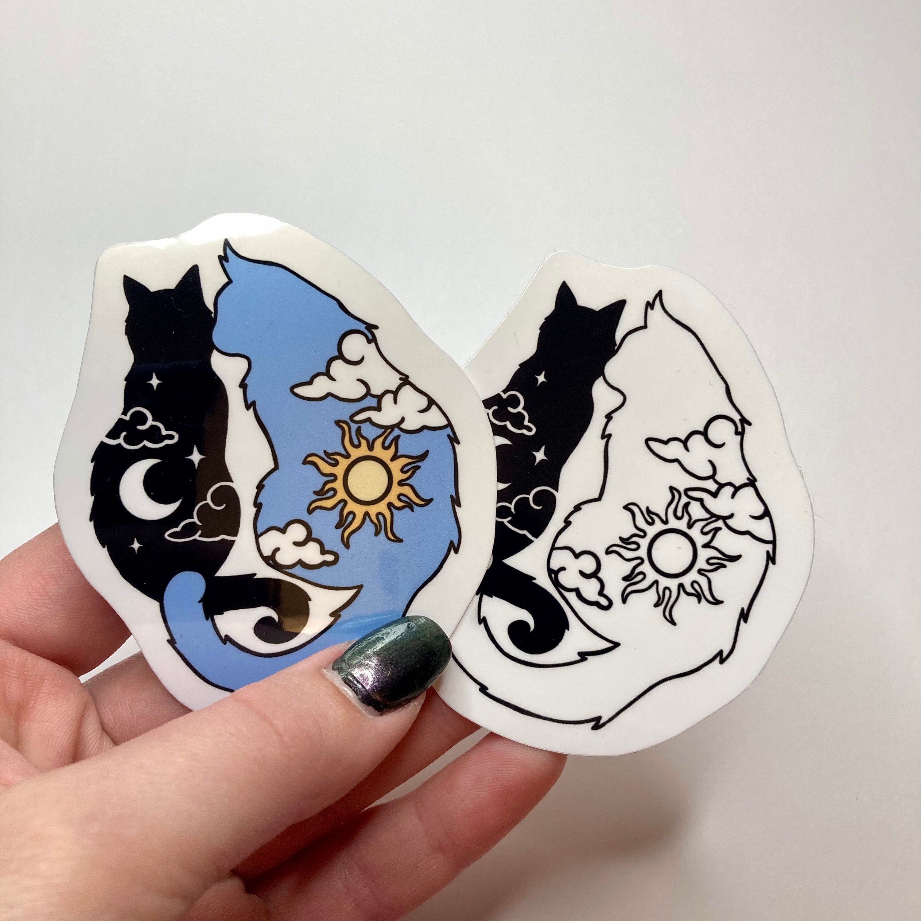 Sun and Moon Cats Cat Sticker Yin and Yang Etsy